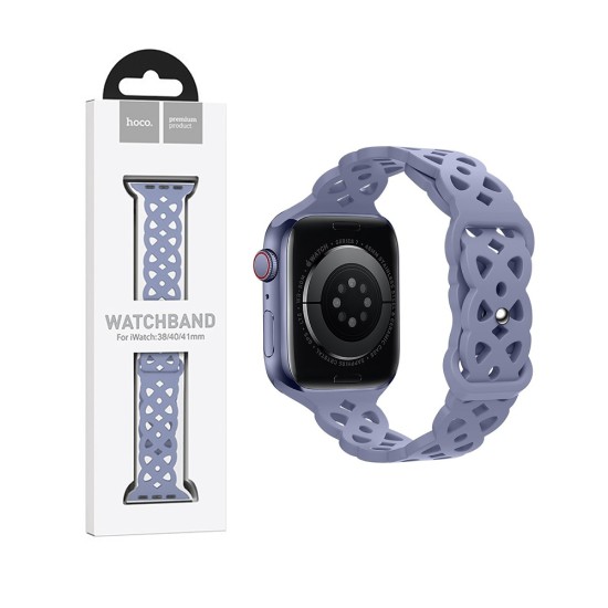 Hoco Silicone Hollow Bracelet for iWatch WA09 (38/40/41mm) Lavender Gray